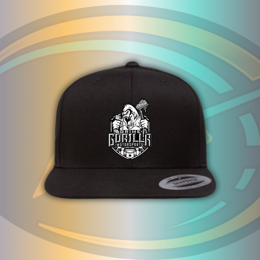 Black and White Design Flat Bill Hat | Grime Gorilla Motorsports