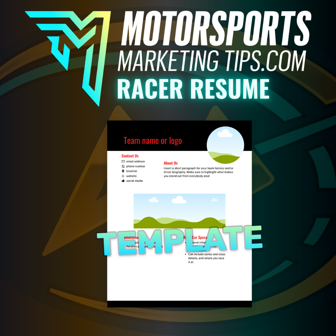 Racer Resume Template – Racer on Demand